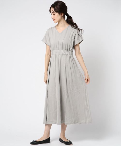 Lace Ladies（レースレディース）の「シンプル無地ウエストシャーリングマキシワンピース（ワンピース・レディース・ブラック/ネイビー/グレー/ベージュ/ブルーグレー/グリーン・FREE）」の13枚目の写真