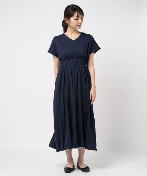 Lace Ladies（レースレディース）の「シンプル無地ウエストシャーリングマキシワンピース（ワンピース・レディース・ブラック/ネイビー/グレー/ベージュ/ブルーグレー/グリーン・FREE）」の14枚目の写真