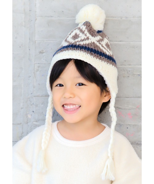 14+(イチヨンプラス)の「KIDSノルディック柄ウールウィンターニット帽(ニットキャップ/ビーニー)」|ベージュ