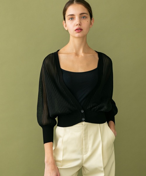 UNITED TOKYO（ユナイテッドトウキョウ）の「シアーニットカーディガン（カーディガン/ボレロ・レディース・アイボリー/オレンジ/ブラック・0）」の2枚目の写真