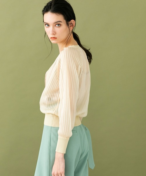 UNITED TOKYO（ユナイテッドトウキョウ）の「シアーニットカーディガン（カーディガン/ボレロ・レディース・アイボリー/オレンジ/ブラック・0）」の9枚目の写真