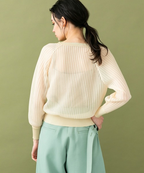 UNITED TOKYO（ユナイテッドトウキョウ）の「シアーニットカーディガン（カーディガン/ボレロ・レディース・アイボリー/オレンジ/ブラック・0）」の7枚目の写真