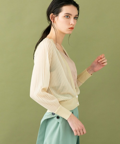 UNITED TOKYO（ユナイテッドトウキョウ）の「シアーニットカーディガン（カーディガン/ボレロ・レディース・アイボリー/オレンジ/ブラック・0）」の5枚目の写真