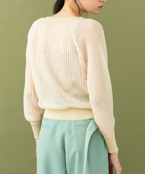 UNITED TOKYO（ユナイテッドトウキョウ）の「シアーニットカーディガン（カーディガン/ボレロ・レディース・アイボリー/オレンジ/ブラック・0）」の4枚目の写真