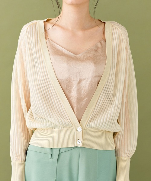 UNITED TOKYO（ユナイテッドトウキョウ）の「シアーニットカーディガン（カーディガン/ボレロ・レディース・アイボリー/オレンジ/ブラック・0）」の10枚目の写真