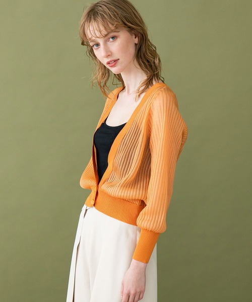 UNITED TOKYO（ユナイテッドトウキョウ）の「シアーニットカーディガン（カーディガン/ボレロ・レディース・アイボリー/オレンジ/ブラック・0）」の16枚目の写真