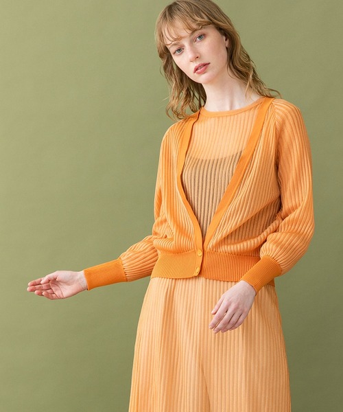 UNITED TOKYO（ユナイテッドトウキョウ）の「シアーニットカーディガン（カーディガン/ボレロ・レディース・アイボリー/オレンジ/ブラック・0）」の13枚目の写真