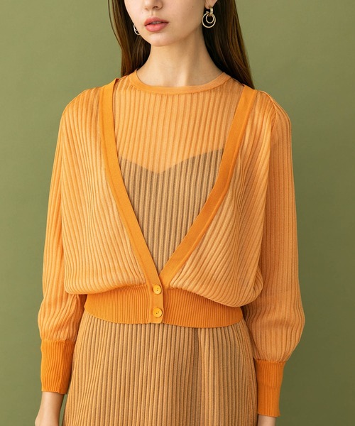 UNITED TOKYO（ユナイテッドトウキョウ）の「シアーニットカーディガン（カーディガン/ボレロ・レディース・アイボリー/オレンジ/ブラック・0）」の21枚目の写真