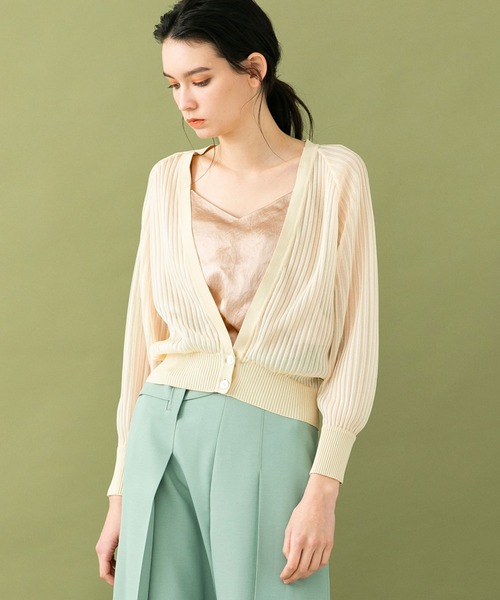 UNITED TOKYO（ユナイテッドトウキョウ）の「シアーニットカーディガン（カーディガン/ボレロ・レディース・アイボリー/オレンジ/ブラック・0）」の19枚目の写真