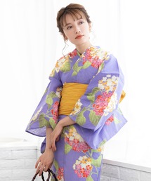 1人で簡単着付け 浴衣 レディース 6点セット( 浴衣 + 帯 + 下駄 + 肌着 + 腰紐2枚 ) C