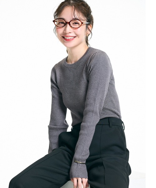 coca（coca）（コカ）の「＼新色追加／極厚クルーネックリブニット（ニット/セーター・レディース・ブラック/ベージュ/アイボリー/グレー/レッド/ネイビー/パープル/ライトブルー/カーキ/チャコール/ライトグレー/A/B/ダークブラウン/その他1/ダークグリーン/ライトベージュ/ワイン・ONE SIZE/S/M/L）」の5枚目の写真