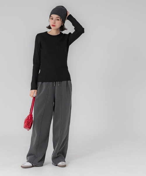 coca（coca）（コカ）の「＼新色追加／極厚クルーネックリブニット（ニット/セーター・レディース・ブラック/ベージュ/アイボリー/グレー/レッド/ネイビー/パープル/ライトブルー/カーキ/チャコール/ライトグレー/A/B/ダークブラウン/その他1/ダークグリーン/ライトベージュ/ワイン・ONE SIZE/S/M/L）」の19枚目の写真