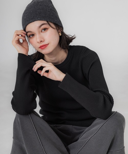 coca（coca）（コカ）の「＼新色追加／極厚クルーネックリブニット（ニット/セーター・レディース・ブラック/ベージュ/アイボリー/グレー/レッド/ネイビー/パープル/ライトブルー/カーキ/チャコール/ライトグレー/A/B/ダークブラウン/その他1/ダークグリーン/ライトベージュ/ワイン・ONE SIZE/S/M/L）」の21枚目の写真