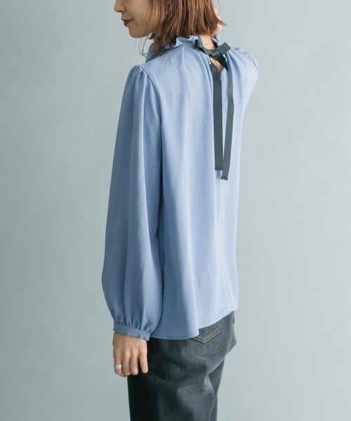 prose verse(プロズヴェール)の「えりパールギャザーネックブラウス(シャツ/ブラウス・レディース・ブラック/ベージュ/サックスブルー・フリ-)」の20枚目の写真