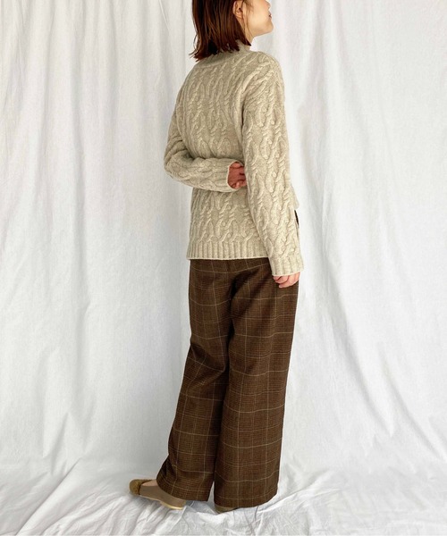 PICCIN（ピッチン）の「【日本製】アラン柄ニット（ニット/セーター・レディース・ベージュ/チャコールグレー・M）」の10枚目の写真