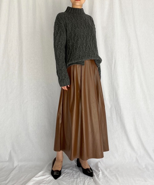 PICCIN（ピッチン）の「【日本製】アラン柄ニット（ニット/セーター・レディース・ベージュ/チャコールグレー・M）」の15枚目の写真