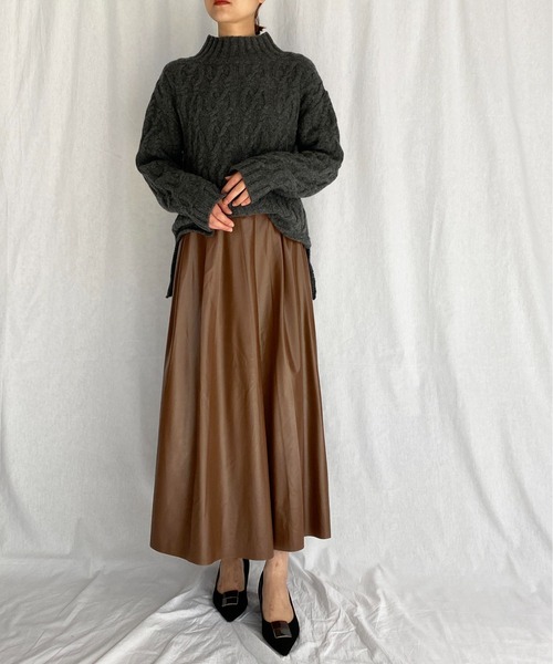 PICCIN（ピッチン）の「【日本製】アラン柄ニット（ニット/セーター・レディース・ベージュ/チャコールグレー・M）」の18枚目の写真