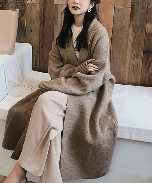 Girly Doll(ガーリードール)の「ニットガウンカーディガン(カーディガン/ボレロ・レディース・ベージュ/ブラウン/オレンジ・FREE)」の2枚目の写真