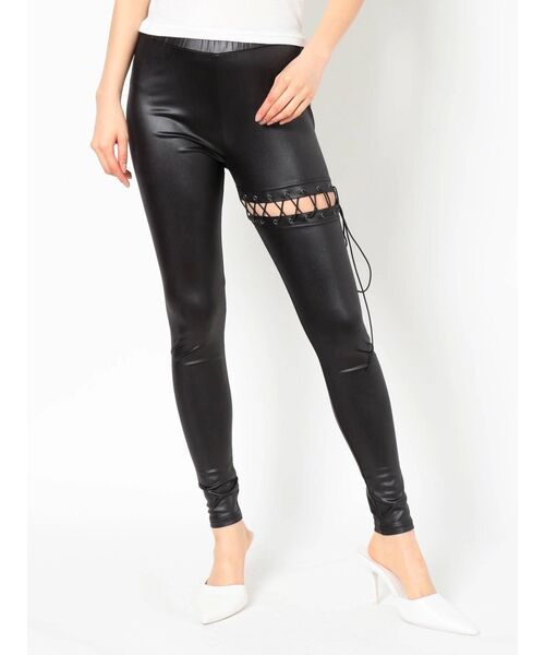 GYDA（ジェイダ）の「サイハイ レースアップ レギンス（その他パンツ・レディース・ブラック・SMALL）」の5枚目の写真
