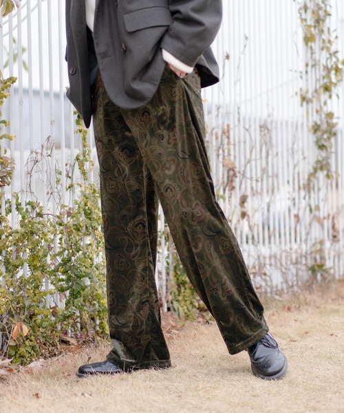 tightbooth ベロア ペイズリー柄パンツ Lサイズ TIGHTBOOTH/RIPPLE PAISLEY BALLOON PANTS（Black）［ペイズリー