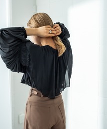 mystic | ギャザーリングビッグカラーブラウス(シャツ/ブラウス)