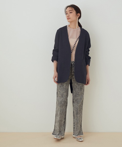 【新品未使用】アダムエロペ　リネンライクジャケット＋パンツセット　スーツセット ADAM ET ROPE'（アダムエロペ）の「【セットアップ対応】リネン