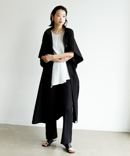 Birthday room（バースデイルーム）の「シャークスキンロングスプリングオーバーサイズトレンチポンチョ（トレンチコート・レディース・ブラック/ベージュ/ライトベージュ/グレイッシュベージュ・FREE）」の10枚目の写真