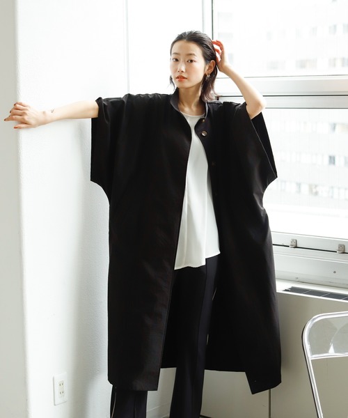 Birthday room（バースデイルーム）の「シャークスキンロングスプリングオーバーサイズトレンチポンチョ（トレンチコート・レディース・ブラック/ベージュ/ライトベージュ/グレイッシュベージュ・FREE）」の5枚目の写真