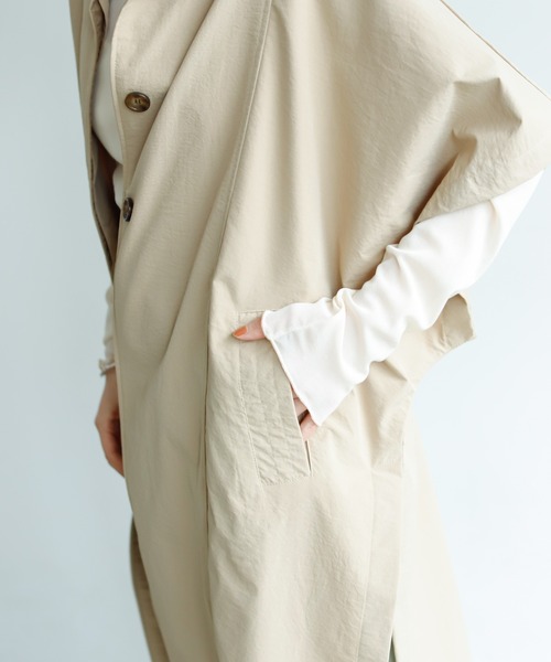 Birthday room（バースデイルーム）の「シャークスキンロングスプリングオーバーサイズトレンチポンチョ（トレンチコート・レディース・ブラック/ベージュ/ライトベージュ/グレイッシュベージュ・FREE）」の18枚目の写真