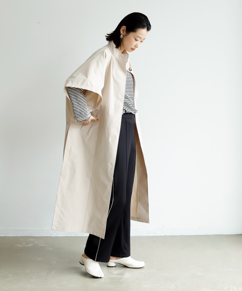 Birthday room（バースデイルーム）の「シャークスキンロングスプリングオーバーサイズトレンチポンチョ（トレンチコート・レディース・ブラック/ベージュ/ライトベージュ/グレイッシュベージュ・FREE）」の19枚目の写真