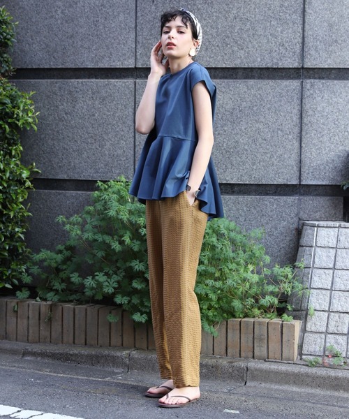 美品✨アディアム カットソー 立体フリル 希少 近年 ネイビー