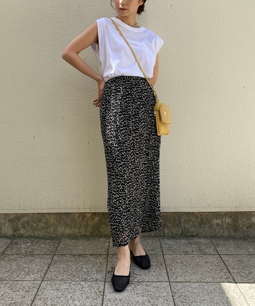 CAPRICIEUX LE'MAGE（カプリシューレマージュ）の「プリントワッシャーストレートスカート（スカート・レディース・ブラック/ベージュ・FREE）」の12枚目の写真