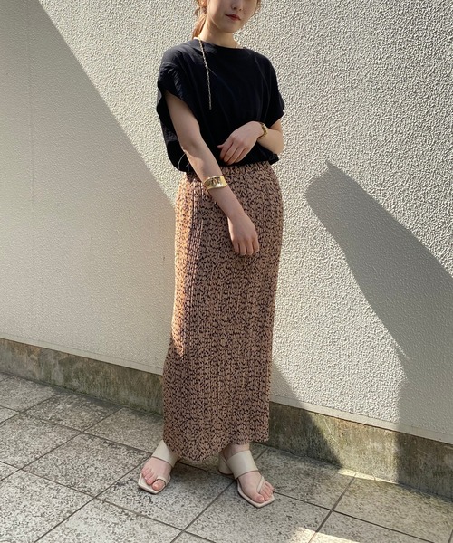 CAPRICIEUX LE'MAGE（カプリシューレマージュ）の「プリントワッシャーストレートスカート（スカート・レディース・ブラック/ベージュ・FREE）」の5枚目の写真