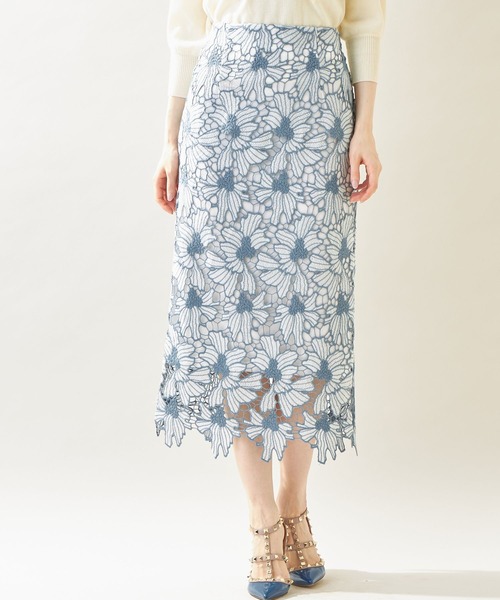 配色フラワーレースタイトスカート≪toccoclosetluxe≫