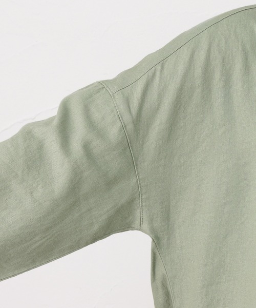 NAVY(ネイビー)の「ミント レーヨン リネン長袖スキッパーブラウス(シャツ/ブラウス・レディース・ホワイト/ストライプ/ブラウン/グリーン・フリー)」の13枚目の写真