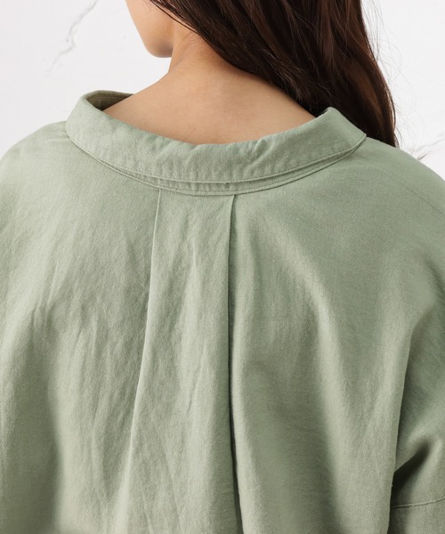 NAVY(ネイビー)の「ミント レーヨン リネン長袖スキッパーブラウス(シャツ/ブラウス・レディース・ホワイト/ストライプ/ブラウン/グリーン・フリー)」の17枚目の写真