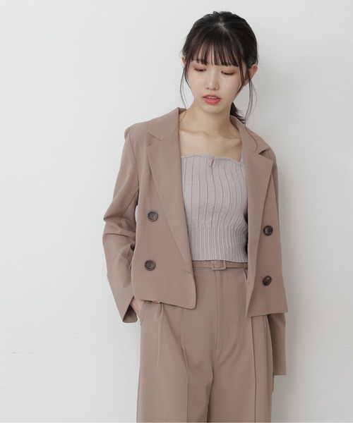 FREE'S MART（フリーズマート）の「【Sシリーズ対応】◆麻調合繊短丈ジャケット（テーラードジャケット・レディース・ホワイト/ベージュ/ブラウン/グリーン・SMALL/MEDIUM）」の7枚目の写真