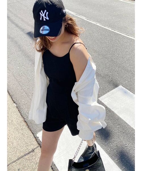 EVRIS（エヴリス）の「ショートコンビネゾン（つなぎ/オールインワン・レディース・グリーン/ブラック・FREE）」の4枚目の写真