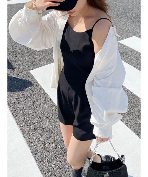 EVRIS（エヴリス）の「ショートコンビネゾン（つなぎ/オールインワン・レディース・グリーン/ブラック・FREE）」の5枚目の写真