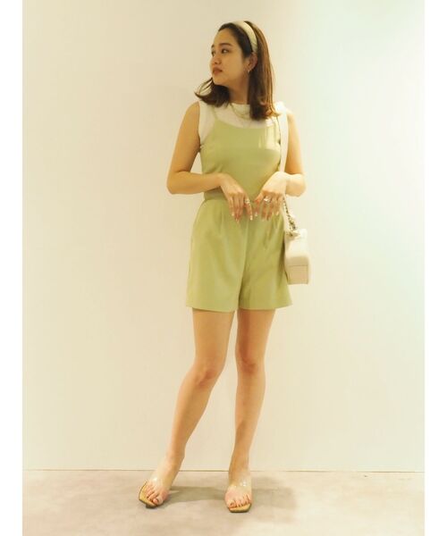 EVRIS（エヴリス）の「ショートコンビネゾン（つなぎ/オールインワン・レディース・グリーン/ブラック・FREE）」の9枚目の写真