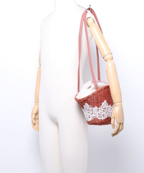 axes femme（アクシーズファム）の「レースラタンバッグ（かごバッグ・レディース・ピンク系その他/ベージュ・MEDIUM）」の5枚目の写真