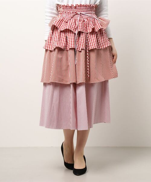lilLilly リルリリー　2wayチェックフリルスカート　PINK lilLilly リルリリー 2wayチェックフリルスカート PINK
