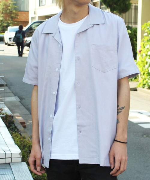 yield（イールド）の「【yield select apparel】麻レーヨン オープンカラーSSシャツ 104（シャツ/ブラウス・メンズ・ホワイト/ブラック/ネイビー/グレー/オリーブ/サックスブルー/ラベンダー/ワインレッド/ブルー・M/L/XL）」の8枚目の写真