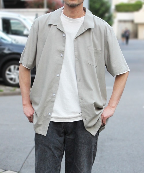 yield（イールド）の「【yield select apparel】麻レーヨン オープンカラーSSシャツ 104（シャツ/ブラウス・メンズ・ホワイト/ブラック/ネイビー/グレー/オリーブ/サックスブルー/ラベンダー/ワインレッド/ブルー・M/L/XL）」の4枚目の写真