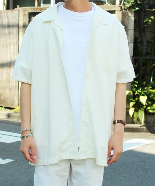 yield（イールド）の「【yield select apparel】麻レーヨン オープンカラーSSシャツ 104（シャツ/ブラウス・メンズ・ホワイト/ブラック/ネイビー/グレー/オリーブ/サックスブルー/ラベンダー/ワインレッド/ブルー・M/L/XL）」の2枚目の写真