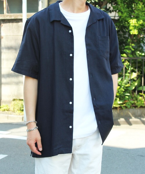 yield（イールド）の「【yield select apparel】麻レーヨン オープンカラーSSシャツ 104（シャツ/ブラウス・メンズ・ホワイト/ブラック/ネイビー/グレー/オリーブ/サックスブルー/ラベンダー/ワインレッド/ブルー・M/L/XL）」の16枚目の写真