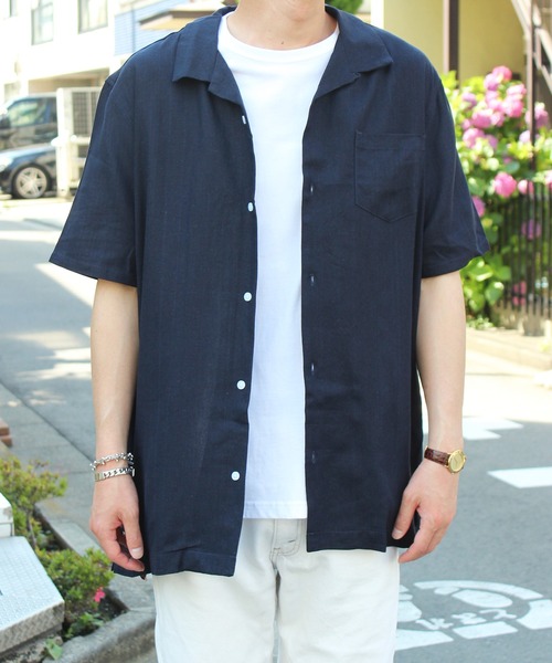 yield（イールド）の「【yield select apparel】麻レーヨン オープンカラーSSシャツ 104（シャツ/ブラウス・メンズ・ホワイト/ブラック/ネイビー/グレー/オリーブ/サックスブルー/ラベンダー/ワインレッド/ブルー・M/L/XL）」の17枚目の写真