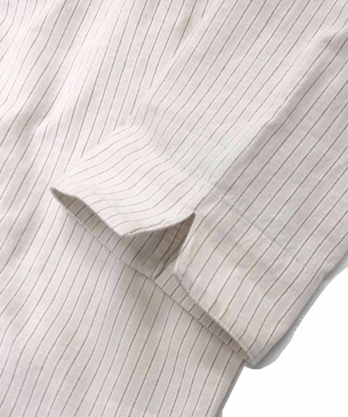 Beno（ビーノ）の「ストレッチ コットンリネン ストライプ リラックス カプリシャツ（シャツ/ブラウス・メンズ・オフホワイト/ライトベージュ/ブルー・LL/M/L）」の16枚目の写真
