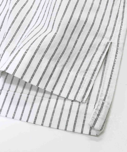 Beno（ビーノ）の「ストレッチ コットンリネン ストライプ リラックス カプリシャツ（シャツ/ブラウス・メンズ・オフホワイト/ライトベージュ/ブルー・LL/M/L）」の18枚目の写真