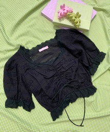 WC | コットンレースドロスト半袖ブラウス(シャツ/ブラウス)